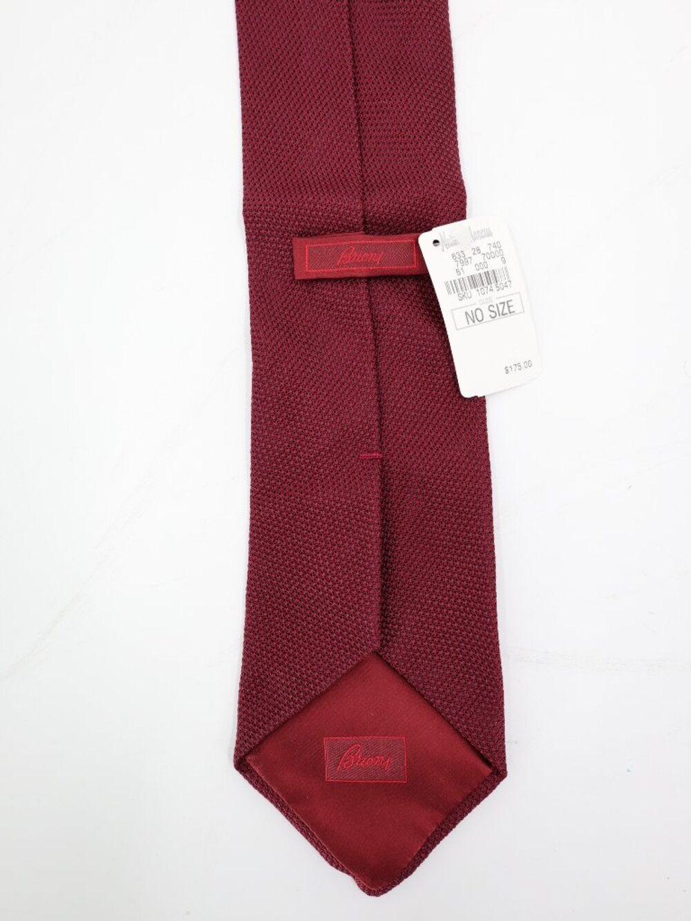 NWT Brioni Tie Men's w4 L60 knit Silk Necktie Hand Made in Italy Burgundy luxury